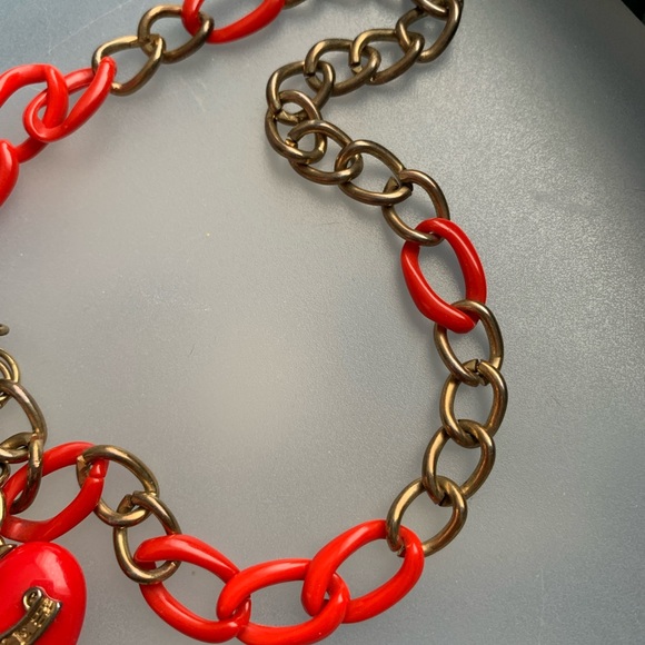 Royal Juicy Couture Logo Heart Gold Tone Chain Link 17.5” Necklace Toggle Rare - Picture 5 of 7